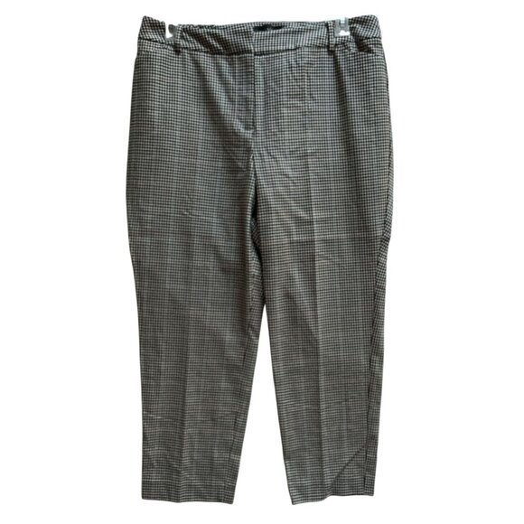 Talbots High Waist Houndstooth Tailored Ankle Straight Leg Pants Sz 14W Pockets - Picture 1 of 7
